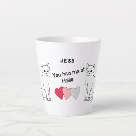 Caneca De Café Latte Que Bom Que Me Tiveste Em "Olá" Gatos Com Corações