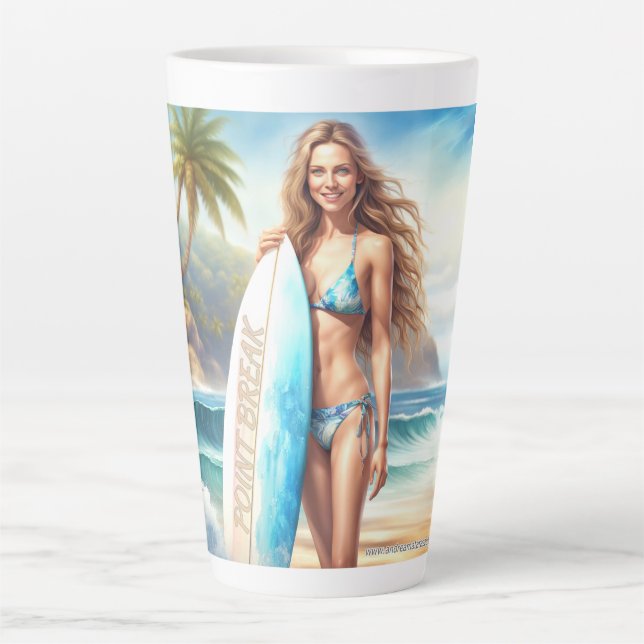 Caneca De Café Latte Quebra de Ponto de Ação de Rapariga (Frente)