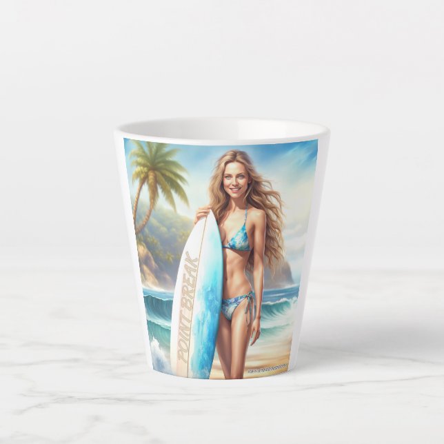 Caneca De Café Latte Quebra de Ponto de Ação de Rapariga (Frente)