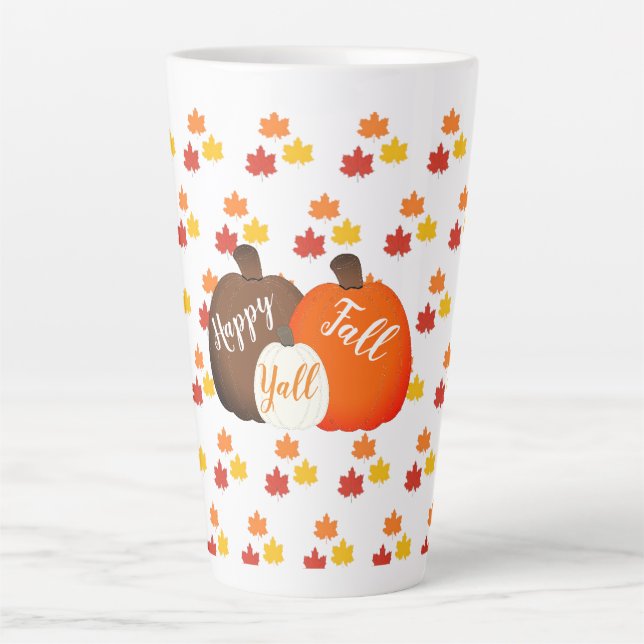 Caneca De Café Latte Queda/outono/abóbora (Frente)
