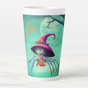 Caneca De Café Latte Queda/outono/aranha/bruxa/halloween