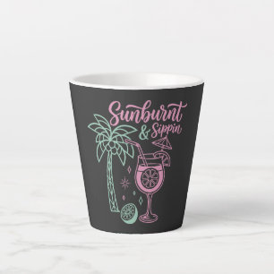 Caneca De Café Latte Queimado De Sol E Bebendo Camisa Divertida Verão P