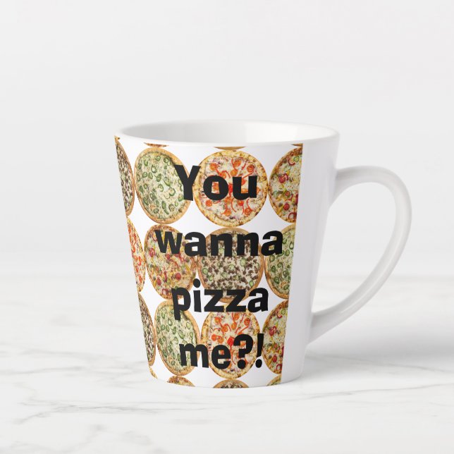 Caneca De Café Latte "Quer me fazer pizza?!" (Direita)
