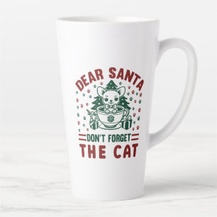 Caneca De Café Latte Querido Papai Noel Não Esqueça O Gato De Natal-681