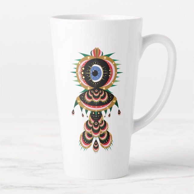 Caneca De Café Latte Quimera - Pássaro de Peixe Latte Mug (Direita)