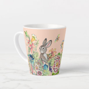 Caneca De Café Latte Rabbit Whimsso Blush Pink Chinoiserie Floral La