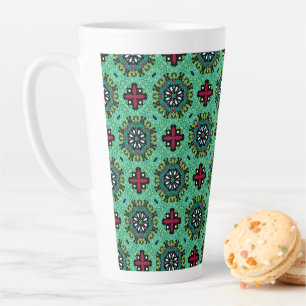 Caneca De Café Latte Rabiscos Natalinos Ornamentados