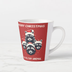 Caneca De Café Latte Raccoon Felry Christmas Ya sujo animal