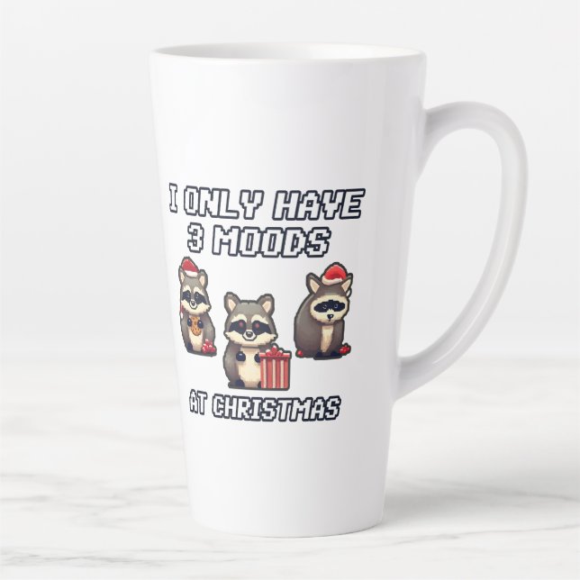 Caneca De Café Latte Raccoon, só tenho 3 humores no Natal (Direita)
