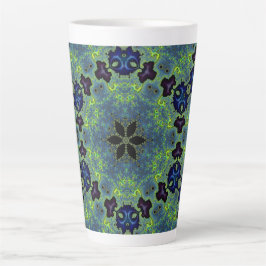 Caneca De Café Latte Radiant Fractal Symphony