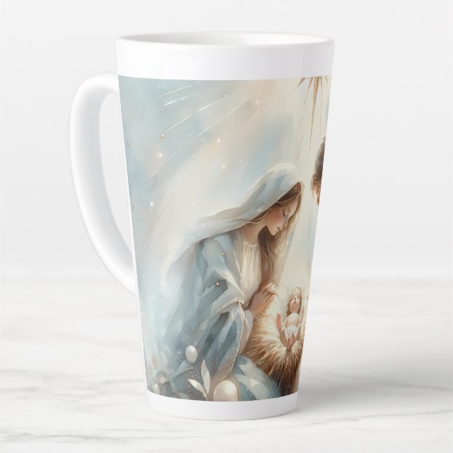 Caneca De Café Latte Radiant Holy Family Nativity Scene (Ângulo esquerdo)