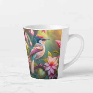 Caneca De Café Latte Rainbow crested Jay Fantasy Bird