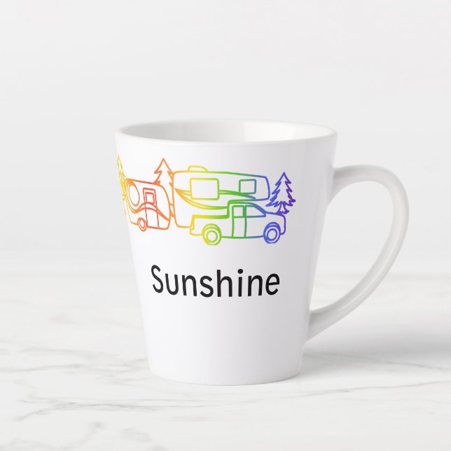 Caneca De Café Latte Rainbow Happy Campers Personalizou Latte Mug (Direita)