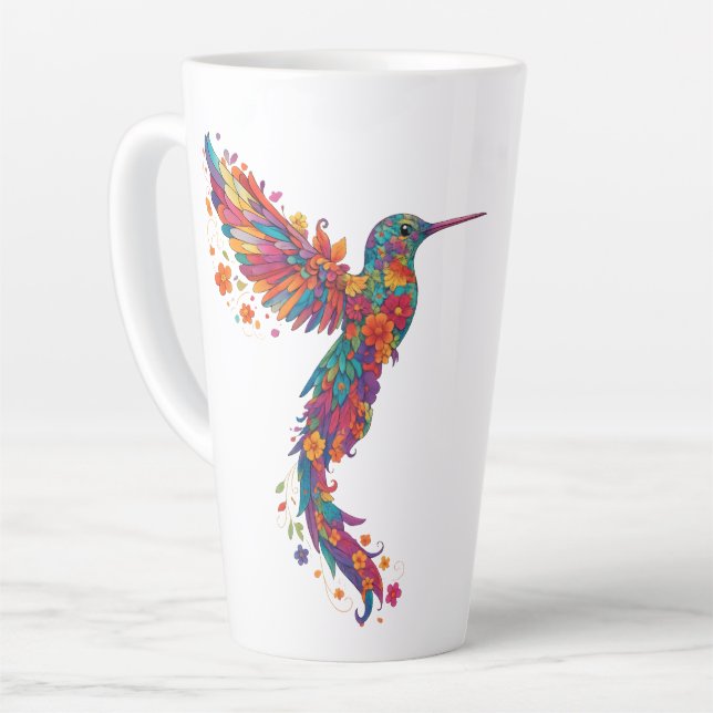 Caneca De Café Latte Rainbow Hummingbird Pride (Ângulo esquerdo)