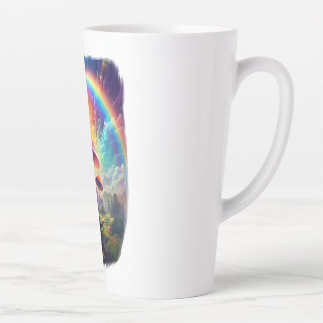 Caneca De Café Latte Rainbow Sky Mushroom Latte Mug (Direita)