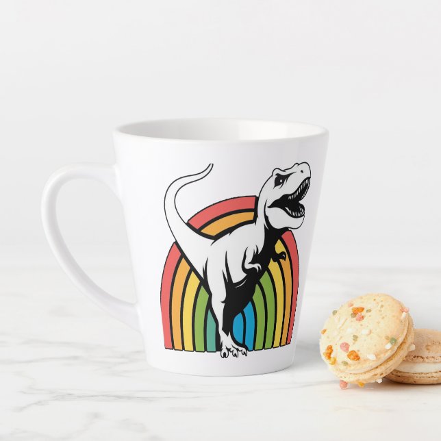 Caneca De Café Latte Rainbow T Rex (In Situ)