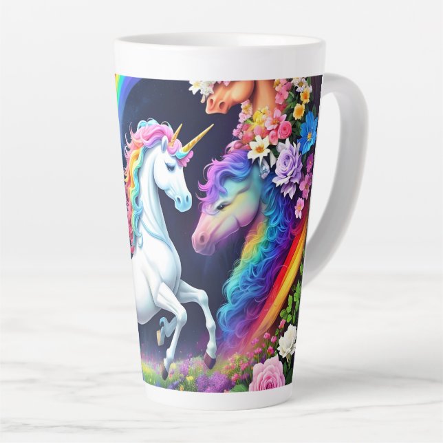 Caneca De Café Latte Rainbow Unicorn One (Ângulo direito)