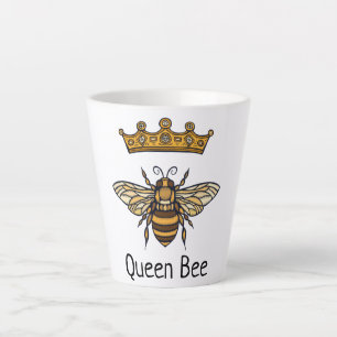 Caneca De Café Latte Rainha Bee Dourada Coroa Latte Mug