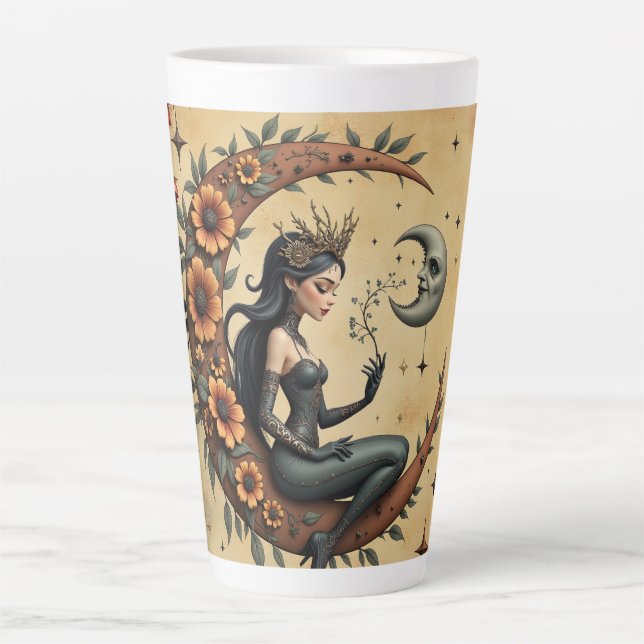 Caneca De Café Latte Rainha Crescente Girassol  (Frente)