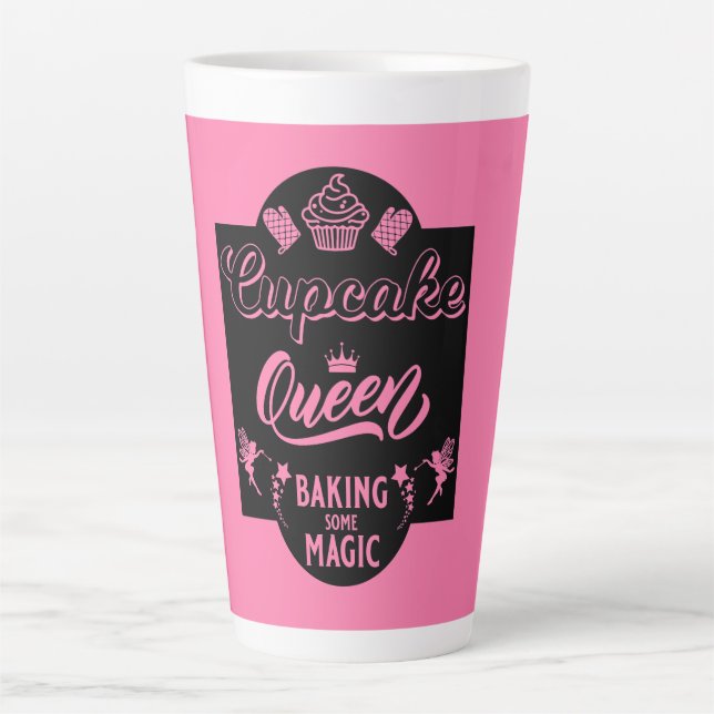 Caneca De Café Latte Rainha cupcake (Frente)
