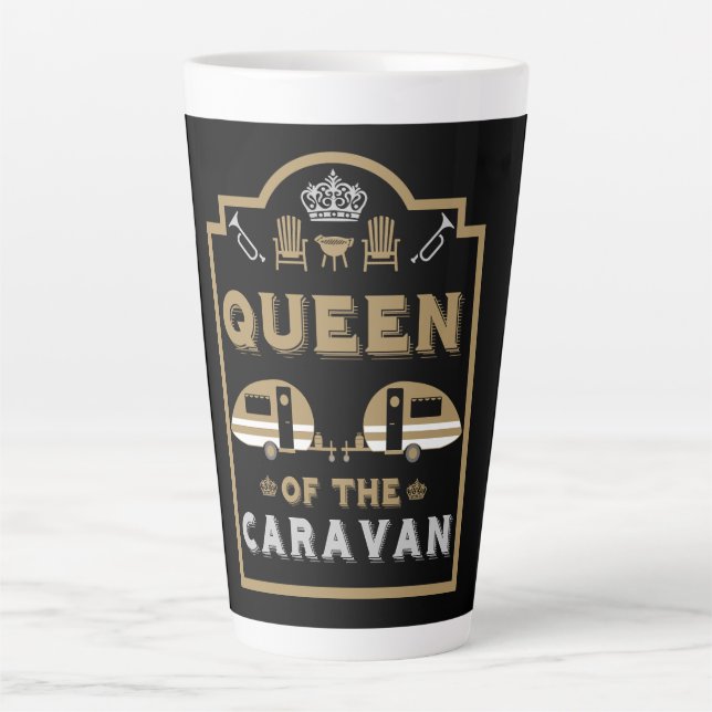 Caneca De Café Latte Rainha da Caravana (Frente)