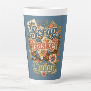 Caneca De Café Latte Rainha da Cesta de Retalhos Quilter Cottagecore