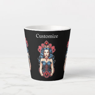 Caneca De Café Latte Rainha de Espadas Thunder_Cove