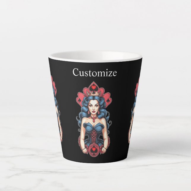 Caneca De Café Latte Rainha de Espadas Thunder_Cove (Frente)