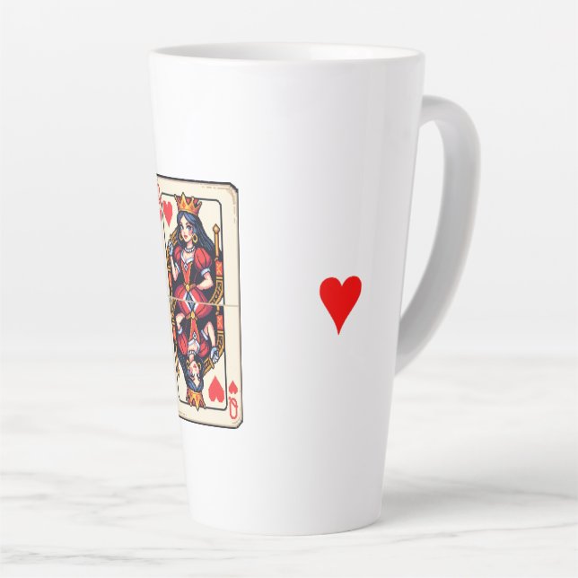 Caneca De Café Latte Rainha dos Corações (Ângulo direito)