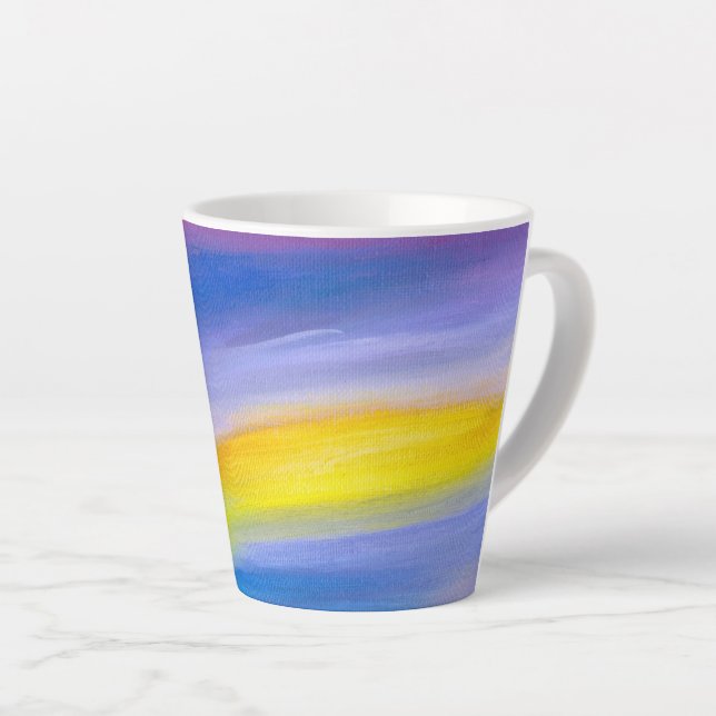 Caneca De Café Latte Raio Abstrato Dourado (Ângulo direito)