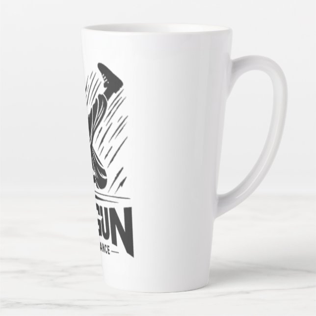 Caneca De Café Latte Raio Raygun, revólver, dança (Direita)