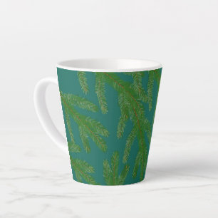 Caneca De Café Latte Ramais de Árvore Festiva Verde