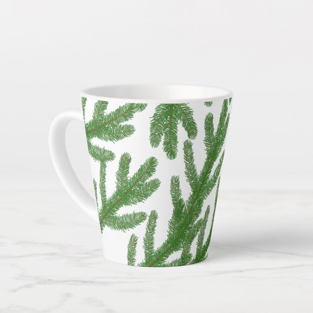 Caneca De Café Latte Ramais de árvores verdes (Ângulo esquerdo)