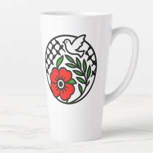 Caneca De Café Latte Ramo de Oliveira e Pombo