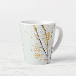 Caneca De Café Latte Ramos de Árvore de Outono com Folhas Amarelas