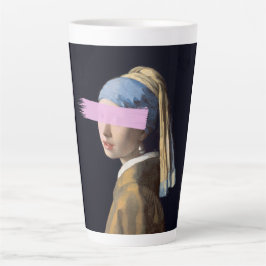 Caneca De Café Latte Rapariga com pérola com pincel rosa
