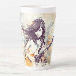 Caneca De Café Latte Rapariga com vibrações musicais