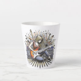 Caneca De Café Latte Rapariga com vibrações musicais