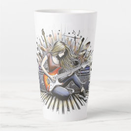 Caneca De Café Latte Rapariga com vibrações musicais