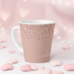 Caneca De Café Latte Rapariga do Monograma de Script Brilhante Cor-de-r<br><div class="desc">Rosa Dourado - Lente cor-de-rosa brilhante Script Monograma Nome do Monograma Latte Coffee Cup Mug. Isto faz o doce e perfeito aniversário de 16 anos,  casamento,  chá de panela,  aniversário,  chá de fraldas ou festa de solteira presente para alguém que ama luxo de luxo e estilos quíticos.</div>
