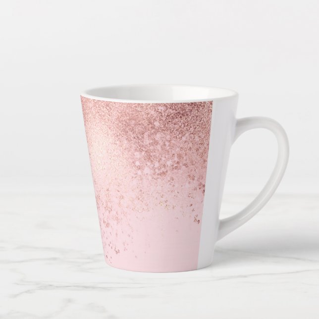 Caneca De Café Latte Rapariga Rosa Rosa Rosa Rosa Dourada Sprayed Confe (Direita)