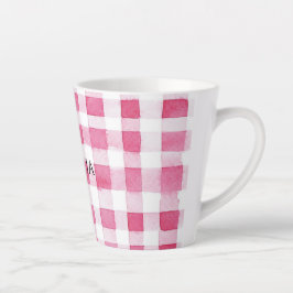 Caneca De Café Latte Rapariga rosa Xadrez strips Aniversário