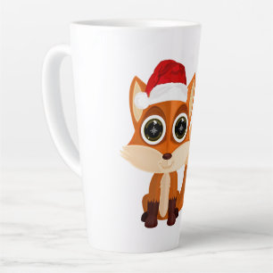 Caneca De Café Latte Raposa de Natal Fofa Desenho Animado Festa Animal