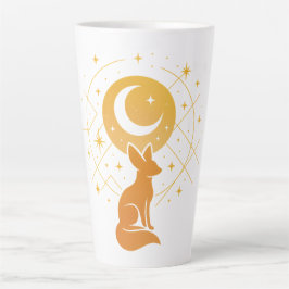 Caneca De Café Latte Raposa do Deserto Celestial - Lua e Estrelas Cósmi
