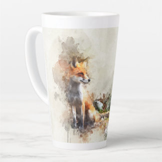 Caneca De Café Latte Raposa na pintura selvagem