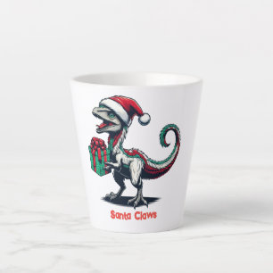 Caneca De Café Latte Raptor de chapéu de Natal