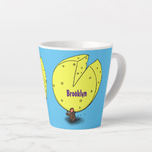 Caneca De Café Latte Rato bonito com ilustração de desenho animado de q