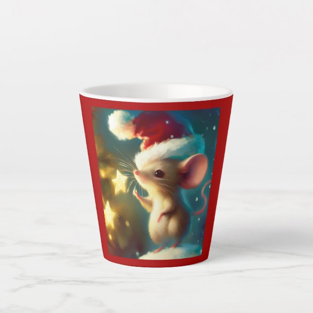 Caneca De Café Latte Rato de Natal 1 (Frente)