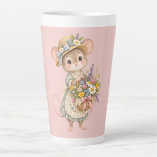 Caneca De Café Latte Rato encantador da floresta – Ilustração de Jardim