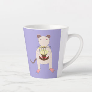 Caneca De Café Latte Rato Siamês com Bolo de Aniversário